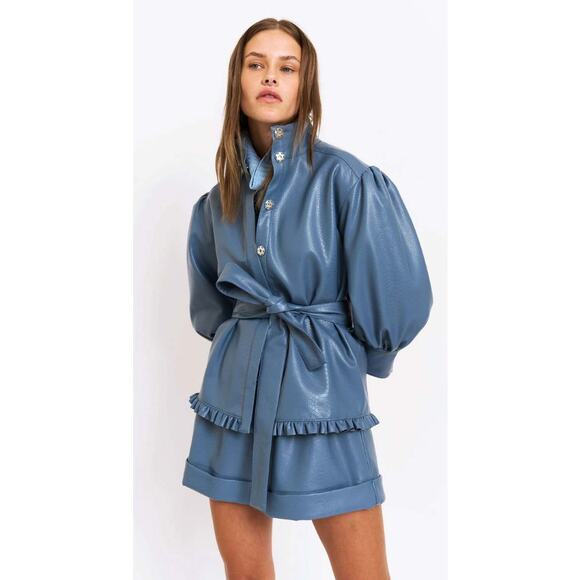 Christy Lynn Karine Jacket in Blue Embossed Croc NWT Sz. XS - Picture 1 of 10